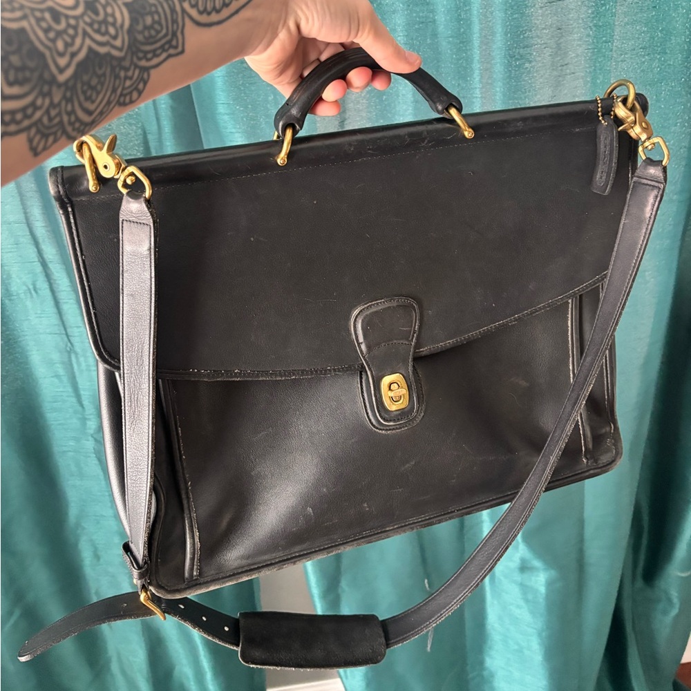 Coach Black Leather Beekman Briefcase - 5266 Style - Coach Briefcase- Vintage